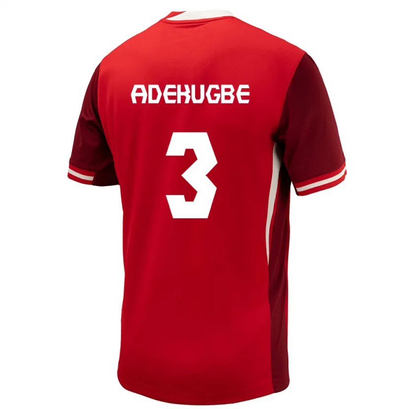 Danxen Enfant Maillot Canada Samuel Adekugbe #3 Rouge Tenues Domicile 24-26 T-Shirt