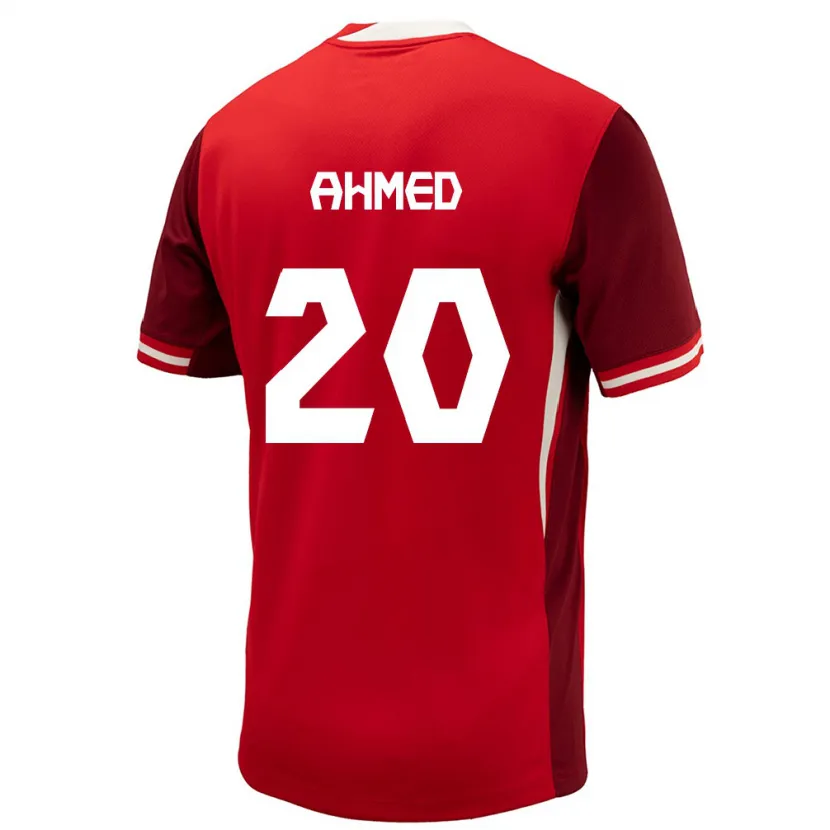Danxen Enfant Maillot Canada Ali Ahmed #20 Rouge Tenues Domicile 24-26 T-Shirt