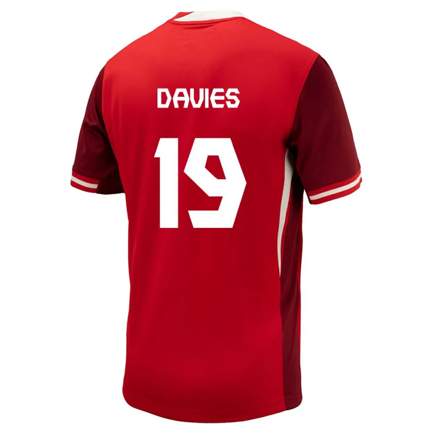 Danxen Enfant Maillot Canada Alphonso Davies #19 Rouge Tenues Domicile 24-26 T-Shirt