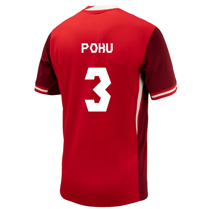 Danxen Enfant Maillot Canada Kwasi Poku #3 Rouge Tenues Domicile 24-26 T-Shirt
