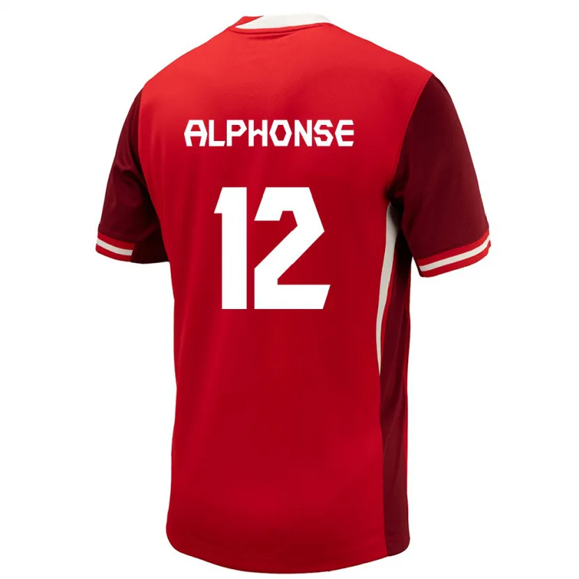 Danxen Enfant Maillot Canada Jefferson Alphonse #12 Rouge Tenues Domicile 24-26 T-Shirt
