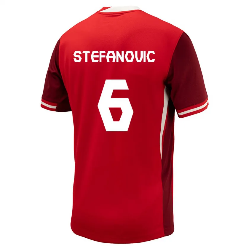 Danxen Enfant Maillot Canada Lazar Stefanovic #6 Rouge Tenues Domicile 24-26 T-Shirt