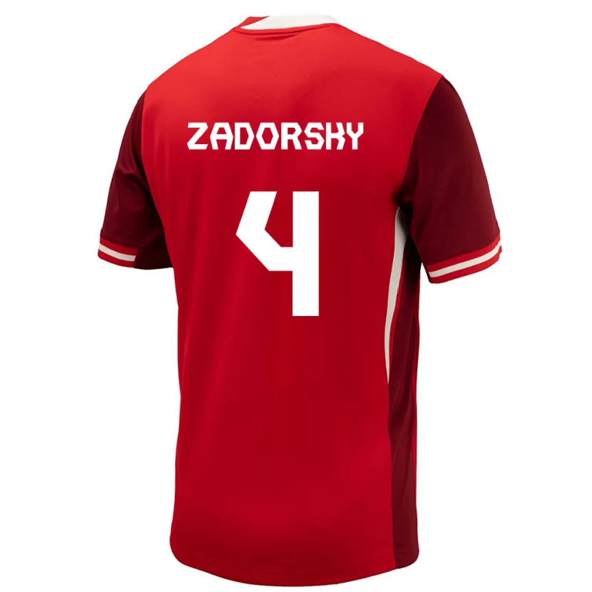 Danxen Enfant Maillot Canada Shelina Zadorsky #4 Rouge Tenues Domicile 24-26 T-Shirt