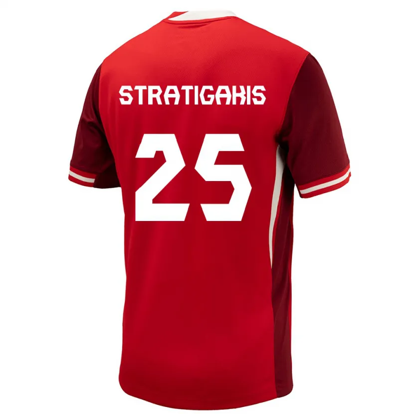 Danxen Enfant Maillot Canada Sarah Stratigakis #25 Rouge Tenues Domicile 24-26 T-Shirt