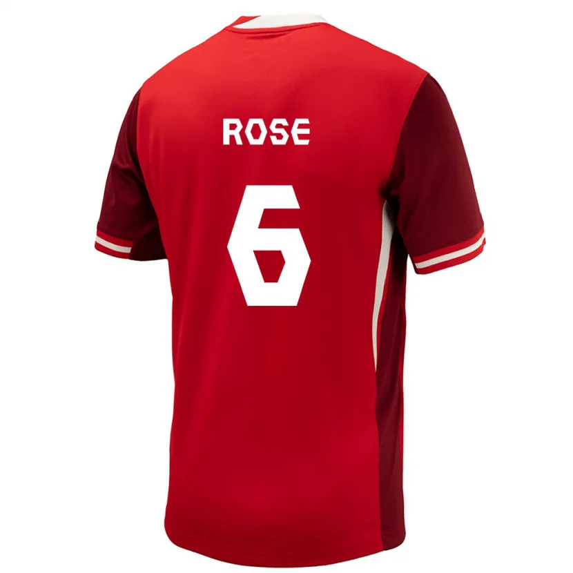 Danxen Enfant Maillot Canada Deanne Rose #6 Rouge Tenues Domicile 24-26 T-Shirt