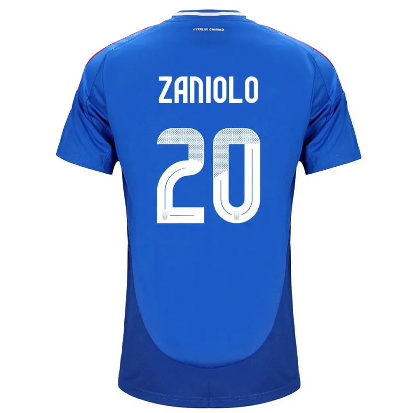 Danxen Enfant Maillot Italie Nicolò Zaniolo #20 Bleu Tenues Domicile 24-26 T-Shirt