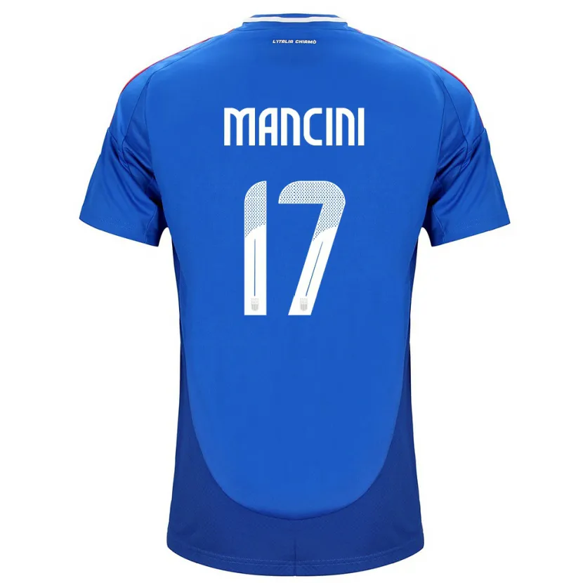 Danxen Enfant Maillot Italie Gianluca Mancini #17 Bleu Tenues Domicile 24-26 T-Shirt