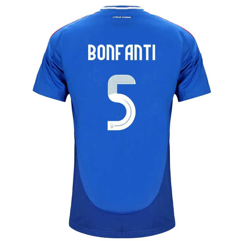 Danxen Enfant Maillot Italie Giovanni Bonfanti #5 Bleu Tenues Domicile 24-26 T-Shirt