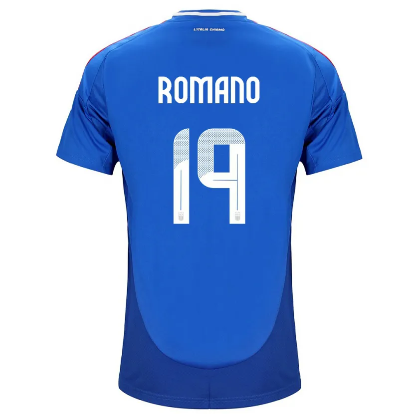 Danxen Enfant Maillot Italie Marco Romano #19 Bleu Tenues Domicile 24-26 T-Shirt