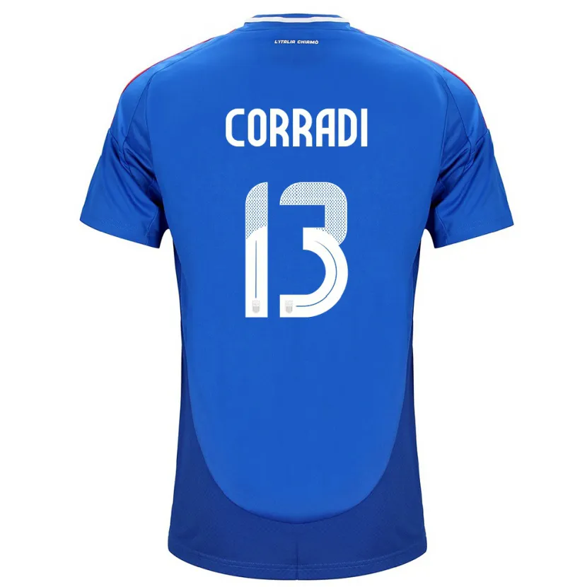 Danxen Enfant Maillot Italie Christian Corradi #13 Bleu Tenues Domicile 24-26 T-Shirt