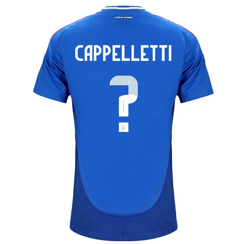 Danxen Enfant Maillot Italie Mattia Cappelletti #0 Bleu Tenues Domicile 24-26 T-Shirt