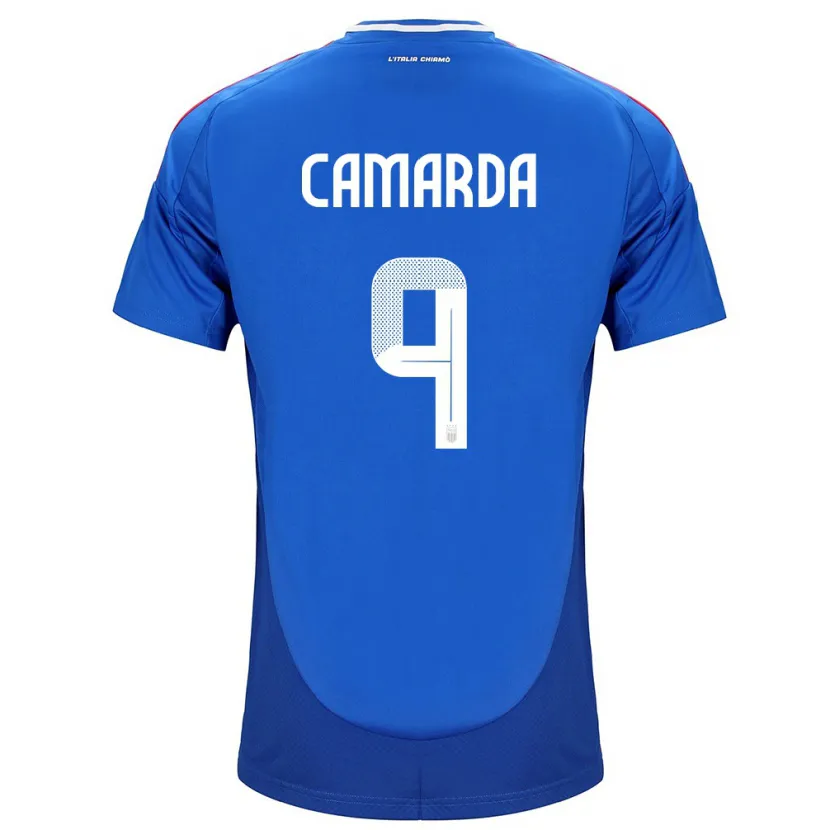 Danxen Enfant Maillot Italie Francesco Camarda #9 Bleu Tenues Domicile 24-26 T-Shirt