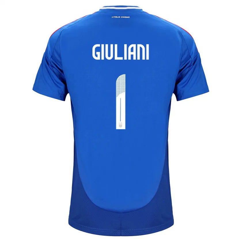 Danxen Enfant Maillot Italie Laura Giuliani #1 Bleu Tenues Domicile 24-26 T-Shirt