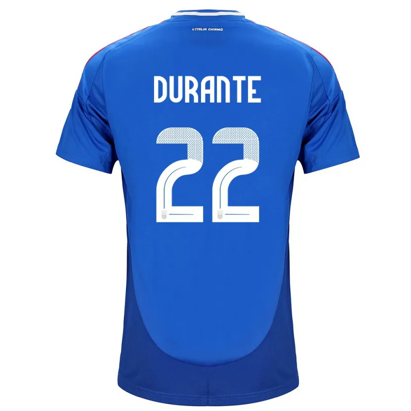 Danxen Enfant Maillot Italie Francesca Durante #22 Bleu Tenues Domicile 24-26 T-Shirt