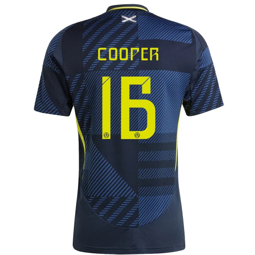 Danxen Enfant Maillot Écosse Liam Cooper #16 Bleu Foncé Tenues Domicile 24-26 T-Shirt