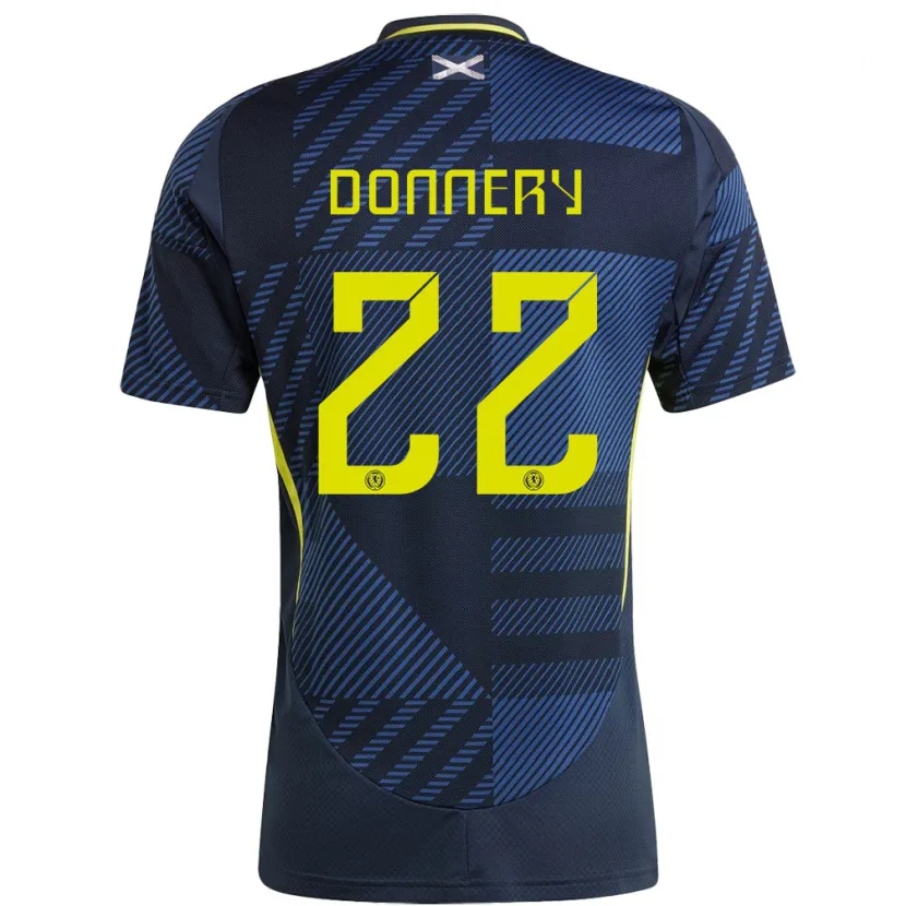 Danxen Enfant Maillot Écosse Julian Donnery #22 Bleu Foncé Tenues Domicile 24-26 T-Shirt
