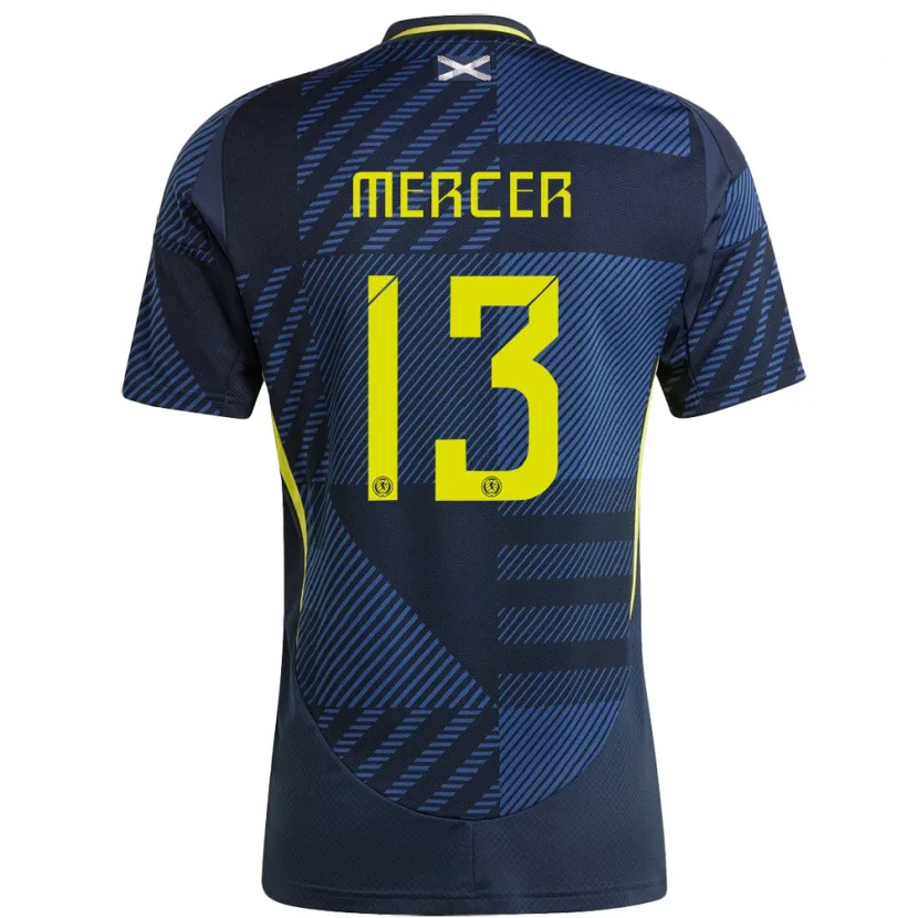Danxen Enfant Maillot Écosse Jamie Mercer #13 Bleu Foncé Tenues Domicile 24-26 T-Shirt