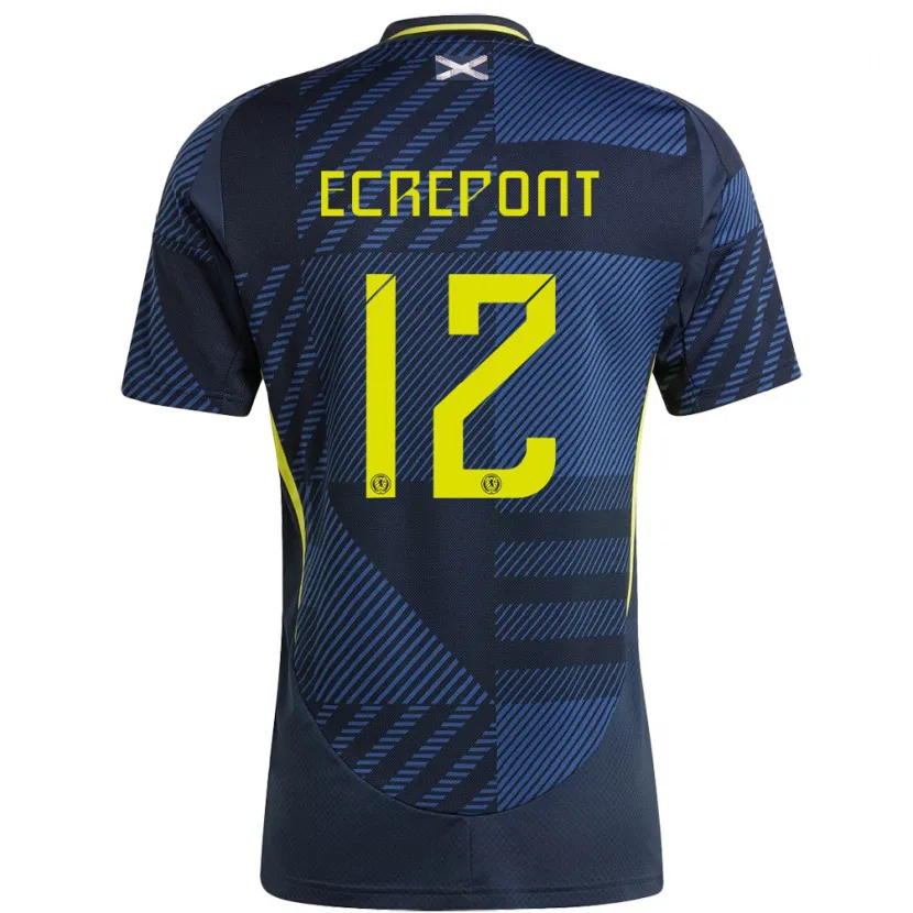 Danxen Enfant Maillot Écosse Oliver Ecrepont #12 Bleu Foncé Tenues Domicile 24-26 T-Shirt