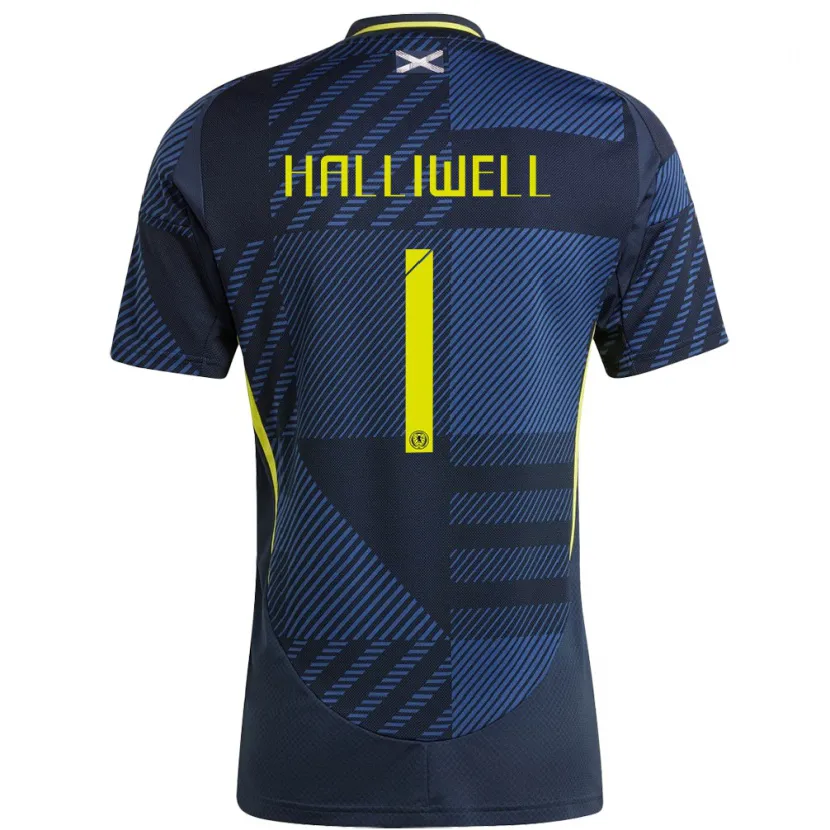 Danxen Enfant Maillot Écosse Alfie Halliwell #1 Bleu Foncé Tenues Domicile 24-26 T-Shirt