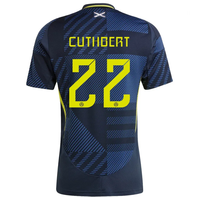 Danxen Enfant Maillot Écosse Erin Cuthbert #22 Bleu Foncé Tenues Domicile 24-26 T-Shirt