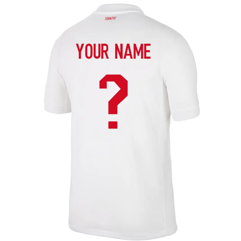 Danxen Enfant Maillot Turquie Votre Nom #0 Blanc Tenues Domicile 24-26 T-Shirt