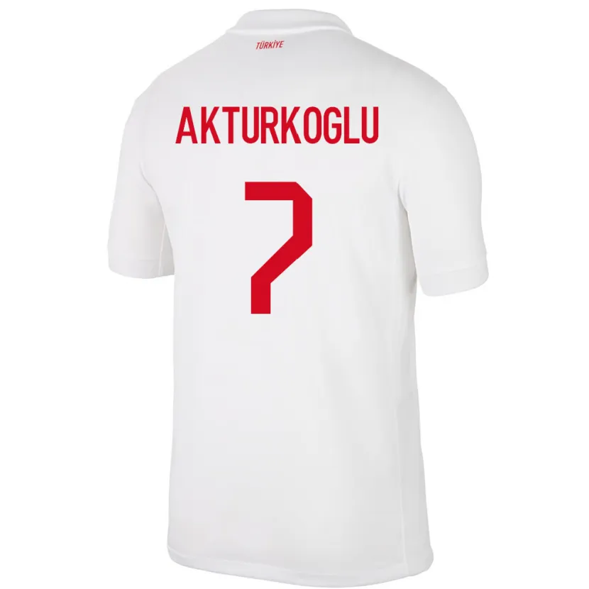 Danxen Enfant Maillot Turquie Kerem Aktürkoğlu #7 Blanc Tenues Domicile 24-26 T-Shirt