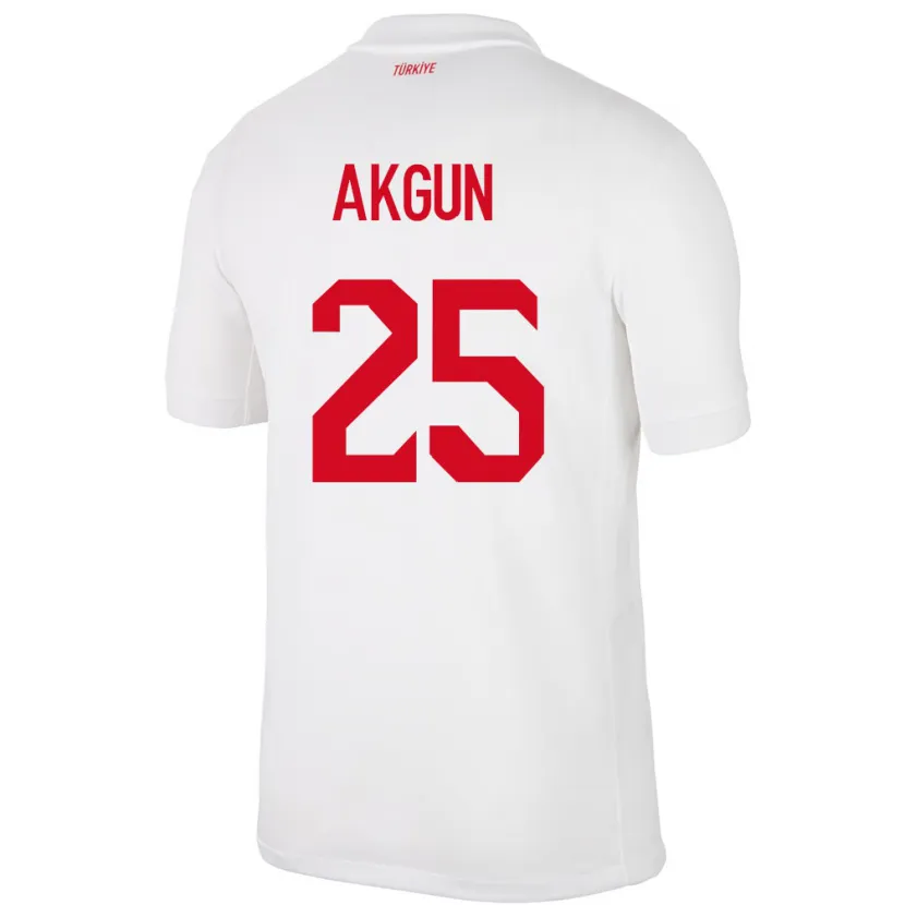 Danxen Enfant Maillot Turquie Yunus Akgün #25 Blanc Tenues Domicile 24-26 T-Shirt