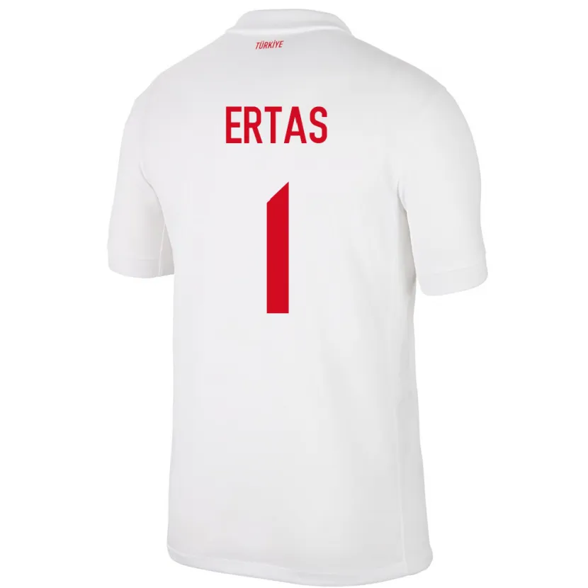Danxen Enfant Maillot Turquie Deniz Ertaş #1 Blanc Tenues Domicile 24-26 T-Shirt