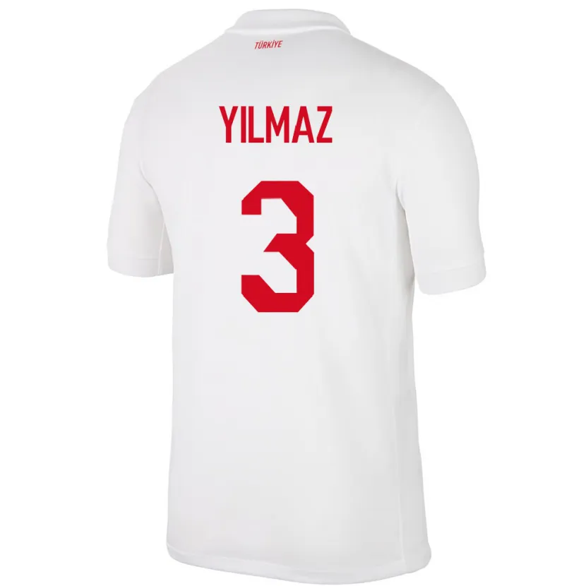 Danxen Enfant Maillot Turquie Berkay Yılmaz #3 Blanc Tenues Domicile 24-26 T-Shirt