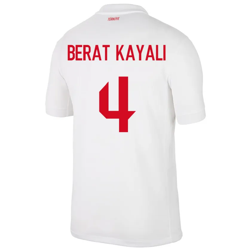 Danxen Enfant Maillot Turquie Hasan Berat Kayalı #4 Blanc Tenues Domicile 24-26 T-Shirt