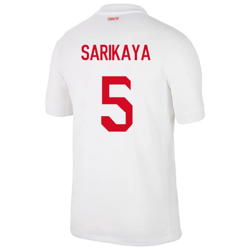 Danxen Enfant Maillot Turquie Efe Sarıkaya #5 Blanc Tenues Domicile 24-26 T-Shirt