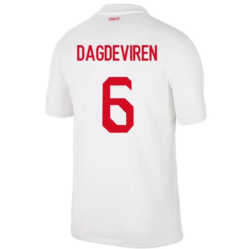 Danxen Enfant Maillot Turquie Diren Dağdeviren #6 Blanc Tenues Domicile 24-26 T-Shirt