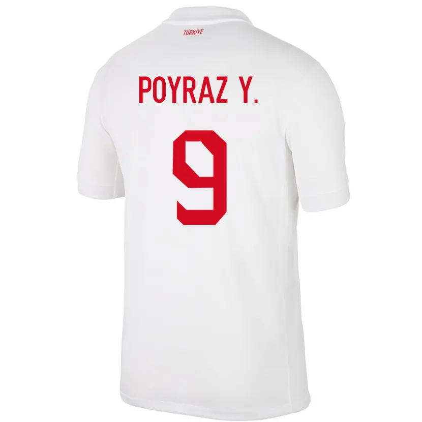 Danxen Enfant Maillot Turquie Poyraz Yıldırım #9 Blanc Tenues Domicile 24-26 T-Shirt