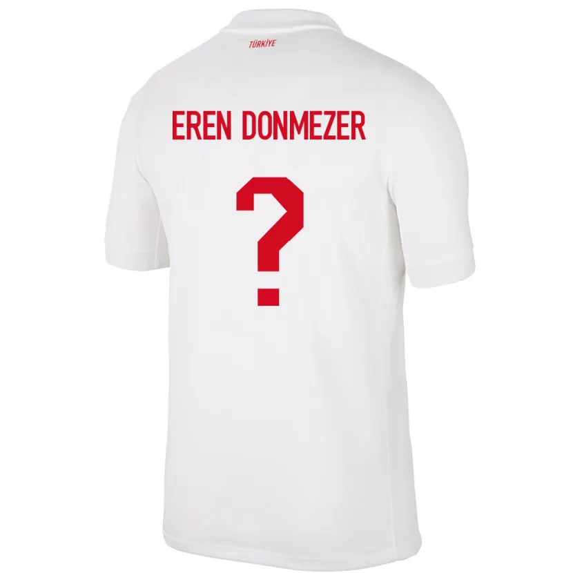 Danxen Enfant Maillot Turquie Deniz Eren Dönmezer #0 Blanc Tenues Domicile 24-26 T-Shirt