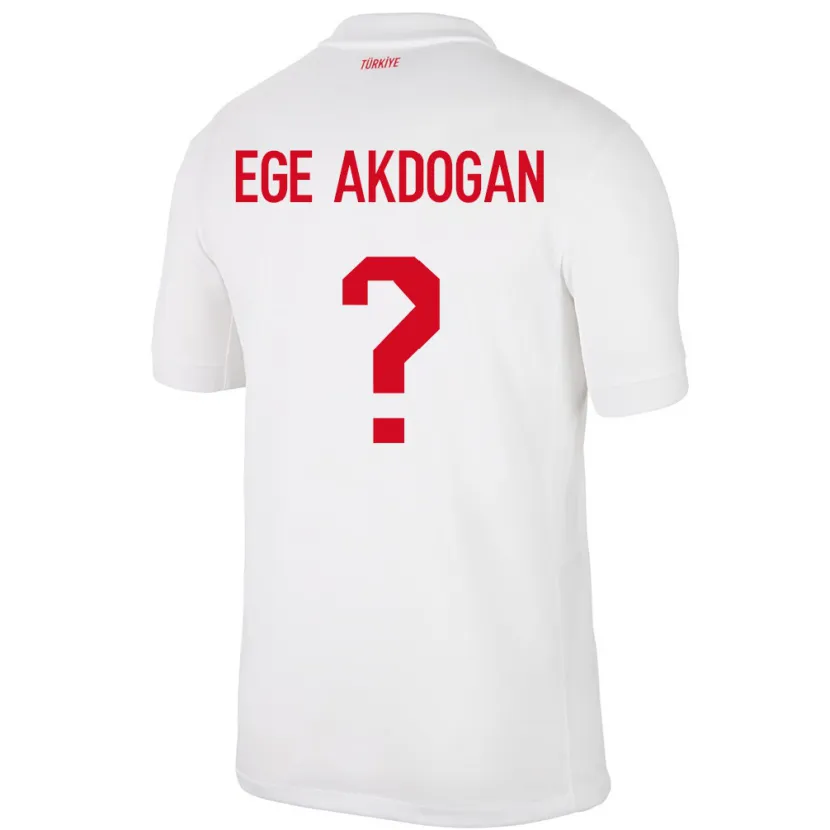Danxen Enfant Maillot Turquie Hasan Ege Akdoğan #0 Blanc Tenues Domicile 24-26 T-Shirt