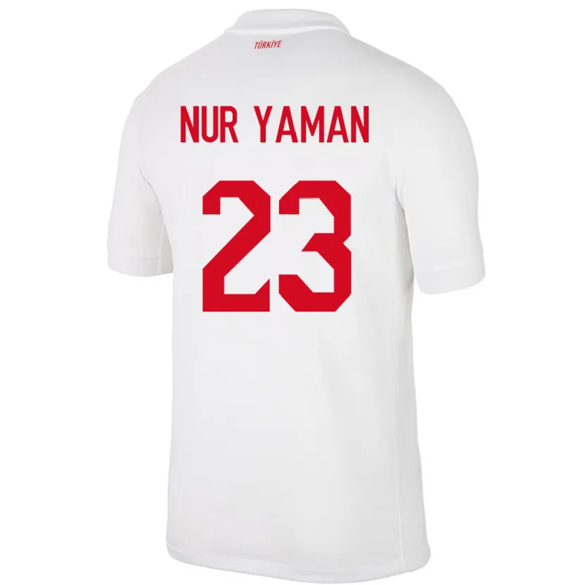 Danxen Enfant Maillot Turquie Gamze Nur Yaman #23 Blanc Tenues Domicile 24-26 T-Shirt