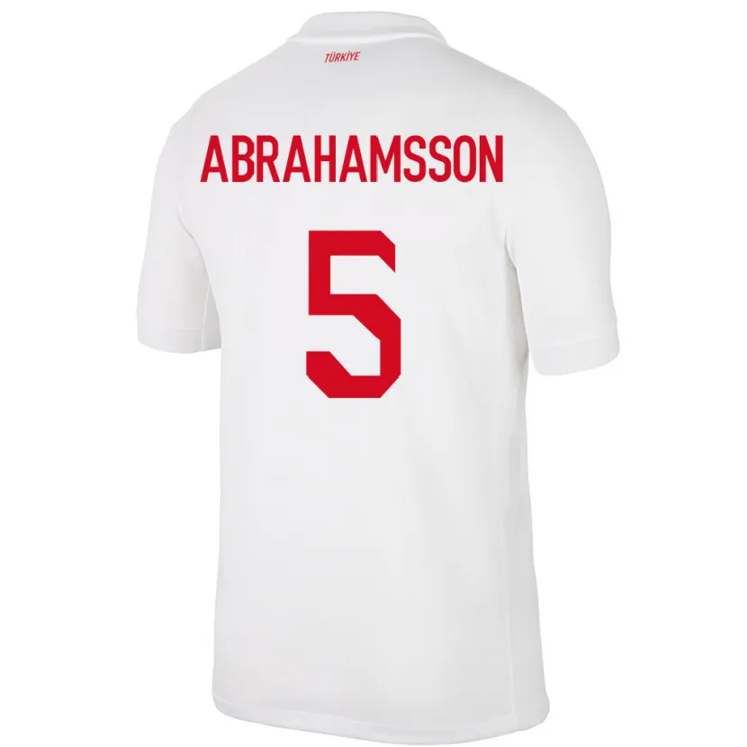 Danxen Enfant Maillot Turquie Sejde Aylin Abrahamsson #5 Blanc Tenues Domicile 24-26 T-Shirt