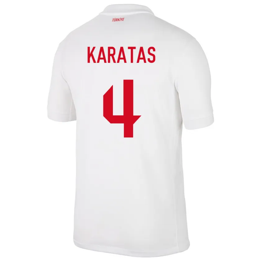 Danxen Enfant Maillot Turquie Eda Karataş #4 Blanc Tenues Domicile 24-26 T-Shirt