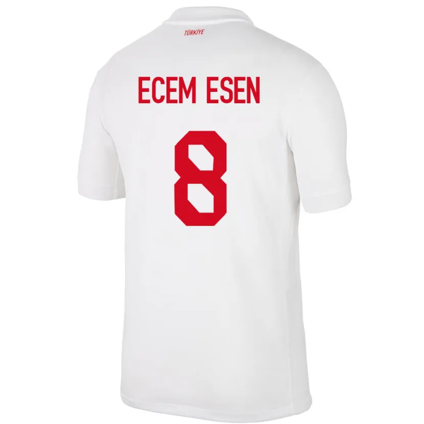 Danxen Enfant Maillot Turquie Emine Ecem Esen #8 Blanc Tenues Domicile 24-26 T-Shirt