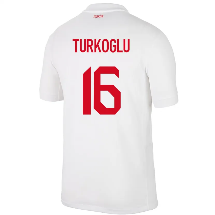 Danxen Enfant Maillot Turquie Ece Türkoğlu #16 Blanc Tenues Domicile 24-26 T-Shirt