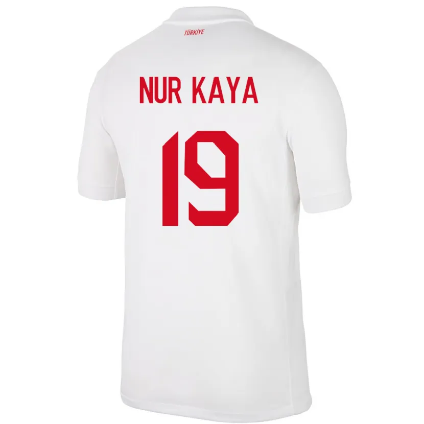 Danxen Enfant Maillot Turquie Cansu Nur Kaya #19 Blanc Tenues Domicile 24-26 T-Shirt
