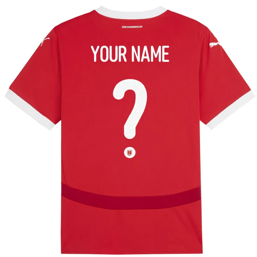 Danxen Enfant Maillot Autriche Votre Nom #0 Rouge Tenues Domicile 24-26 T-Shirt