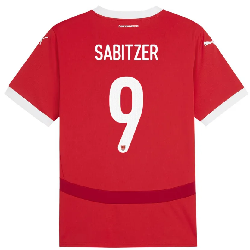 Danxen Enfant Maillot Autriche Marcel Sabitzer #9 Rouge Tenues Domicile 24-26 T-Shirt