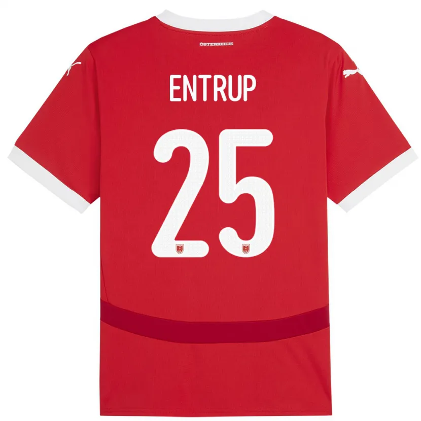 Danxen Enfant Maillot Autriche Maximilian Entrup #25 Rouge Tenues Domicile 24-26 T-Shirt
