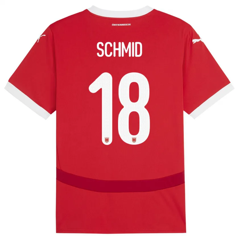 Danxen Enfant Maillot Autriche Romano Schmid #18 Rouge Tenues Domicile 24-26 T-Shirt