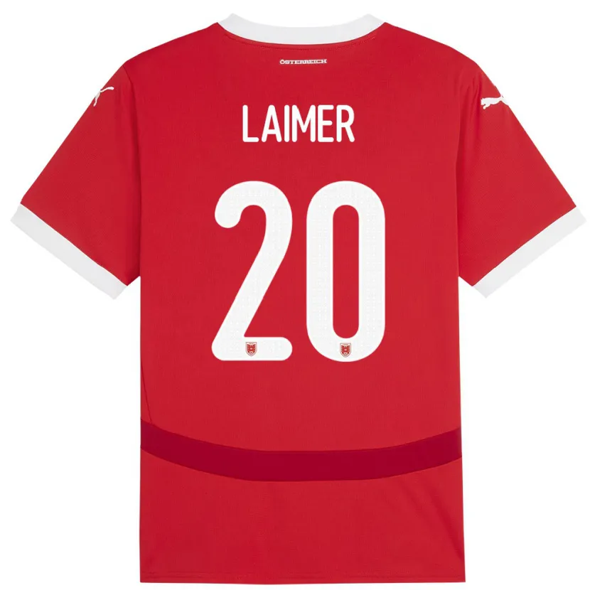 Danxen Enfant Maillot Autriche Konrad Laimer #20 Rouge Tenues Domicile 24-26 T-Shirt