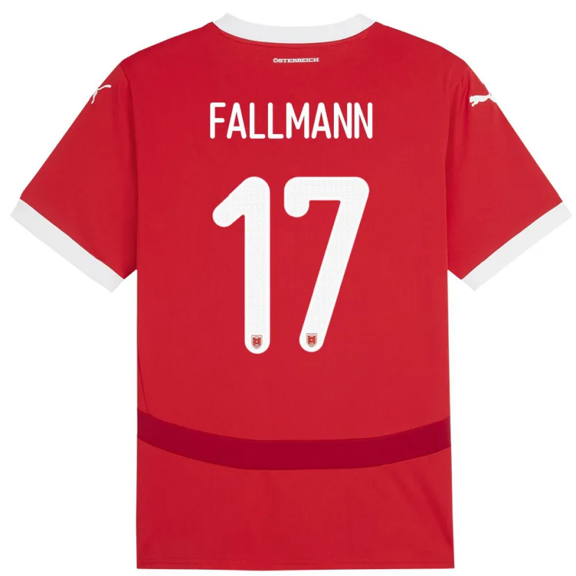 Danxen Enfant Maillot Autriche Pascal Fallmann #17 Rouge Tenues Domicile 24-26 T-Shirt