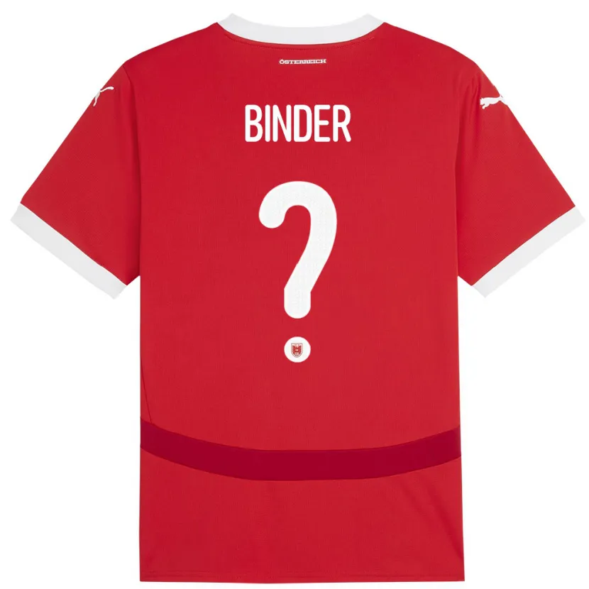 Danxen Enfant Maillot Autriche Nicolas Binder #0 Rouge Tenues Domicile 24-26 T-Shirt