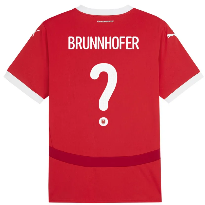 Danxen Enfant Maillot Autriche Jakob Brunnhofer #0 Rouge Tenues Domicile 24-26 T-Shirt