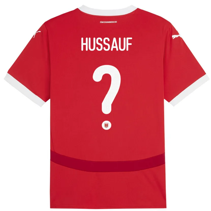 Danxen Enfant Maillot Autriche Julian Hussauf #0 Rouge Tenues Domicile 24-26 T-Shirt